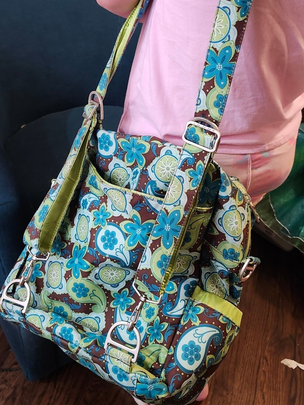 Vintage Ju-Ju-Be Perfect Paisly Messager/ Backpack Diaper Bag - Picture 7 of 12